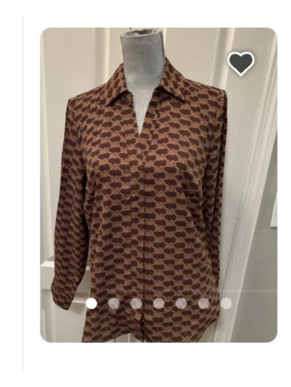 Michael Kors Brown Patterned Button-Down Blouse